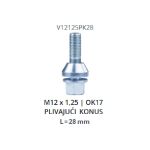 Zavrtanj točka M12x1.25x28 sa plivajućom konusnom podloškom ključ 17 V12125PK28