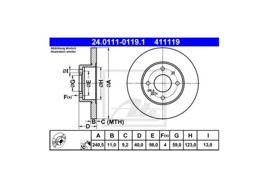 Disk prednji Punto 2 1.1 - 1.2 OEM 1541804 ATE 24.0111-0119.1 41119