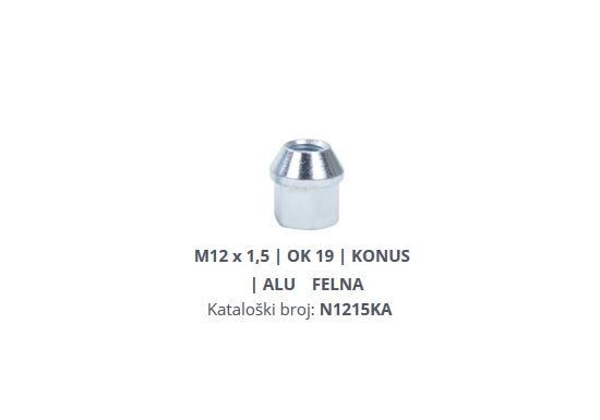 Matica točka M12x1.5 OK19 konus alu N1215KA